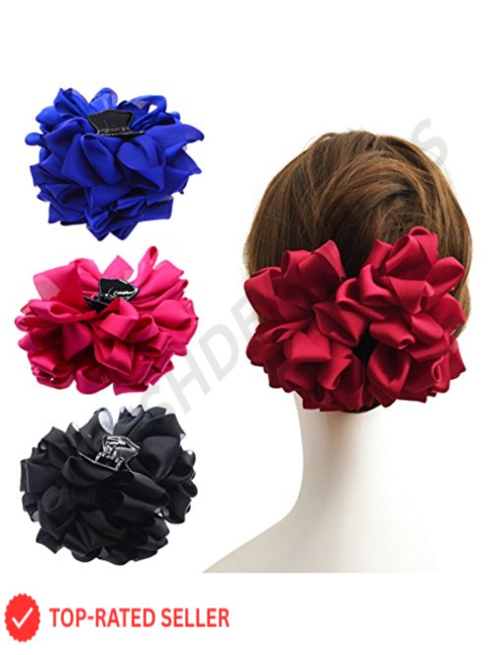 Large Silk Flower Bow Hair Claw Clips Set of 4, Women Hair Accessories